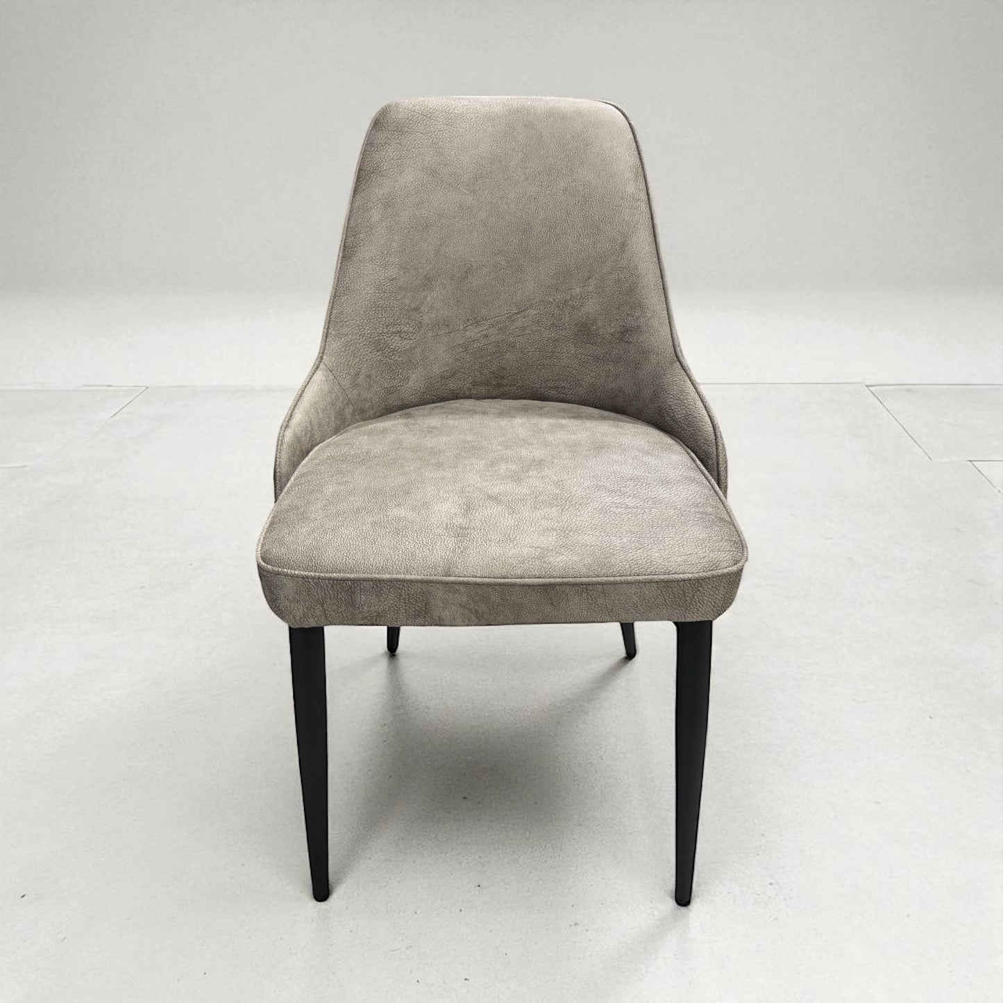 Set of 6 Light Grey Suede Dining Chairs with Black Metal Legs from Oak Furnitureland RRP £220