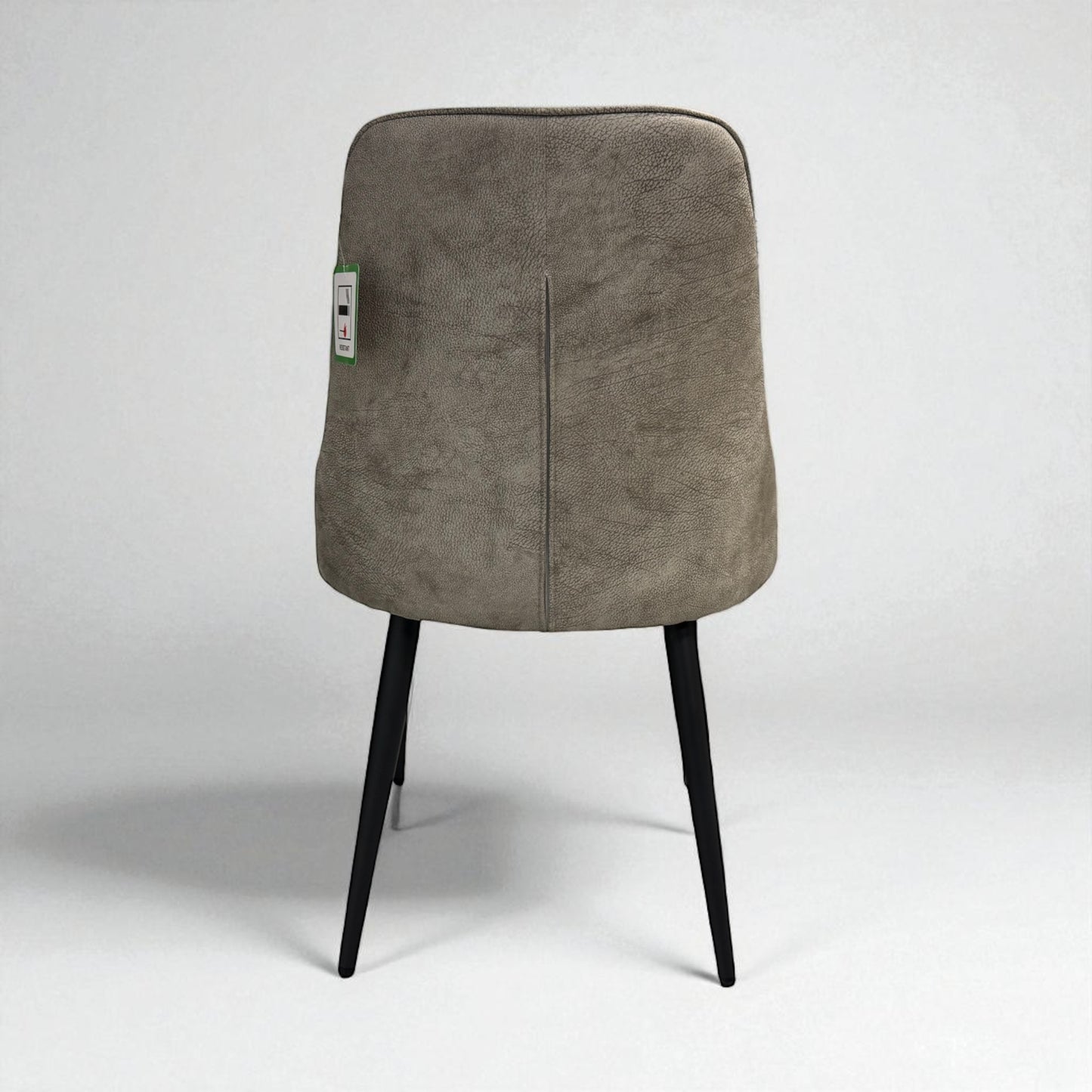 Set of 6 Light Grey Suede Dining Chairs with Black Metal Legs from Oak Furnitureland RRP £220