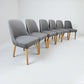Set of 6 Grey Fabric & Oak Legs Dining Chairs from Oak Furnitureland