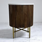 Solid Mango Wood & Marble Top Bedside Table RRP £299