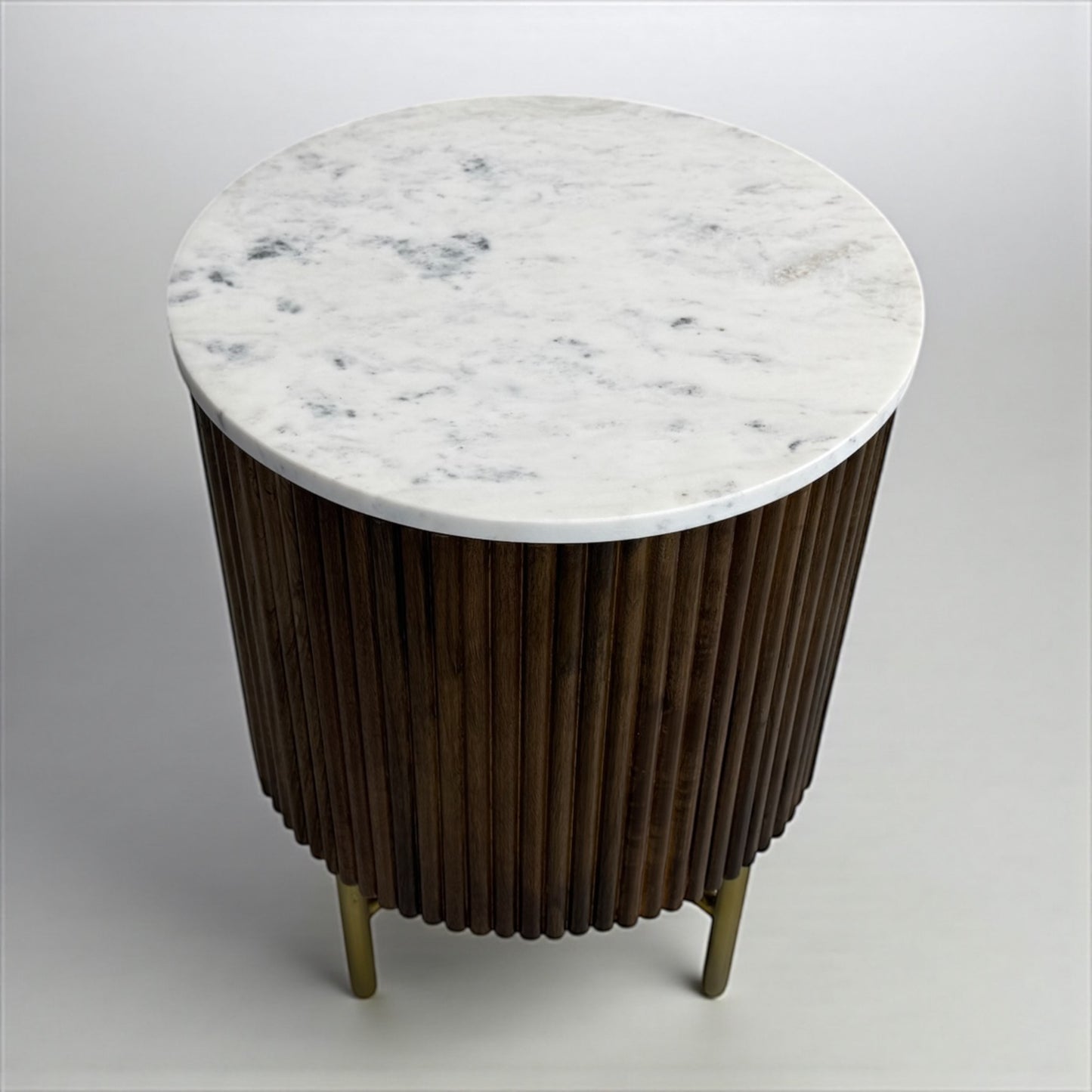 Solid Mango Wood & Marble Top Bedside Table RRP £299