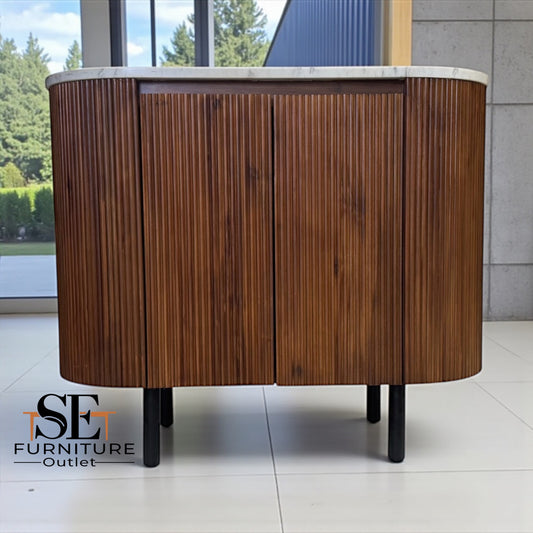 Solid Acacia Wood & Gloss Marble Top Sideboard from Oak Furnitureland RRP £649