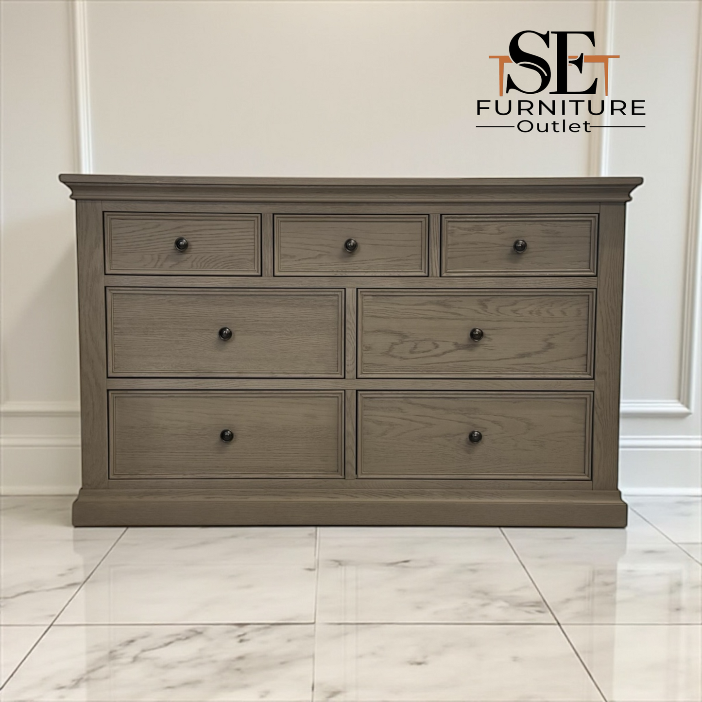 Weathered Oak 7 Drawer Chest, Burleigh Range From Oak Furnitureland RRP £759