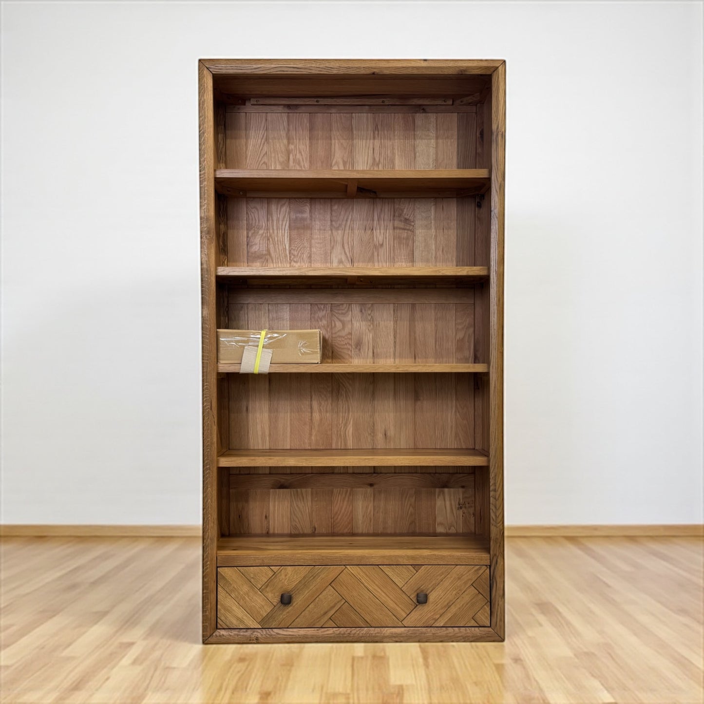 Brushed & Glazed Solid Oak Tall Bookcase, Parquet Range From Oak Furnitureland RRP £649