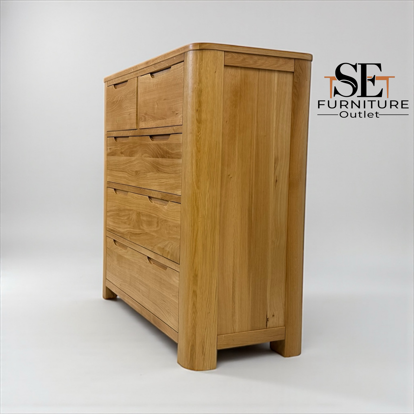 Natural Solid Oak 5 Drawer Chest of Drawers, Romsey Range From Oak Furnitureland RRP £599
