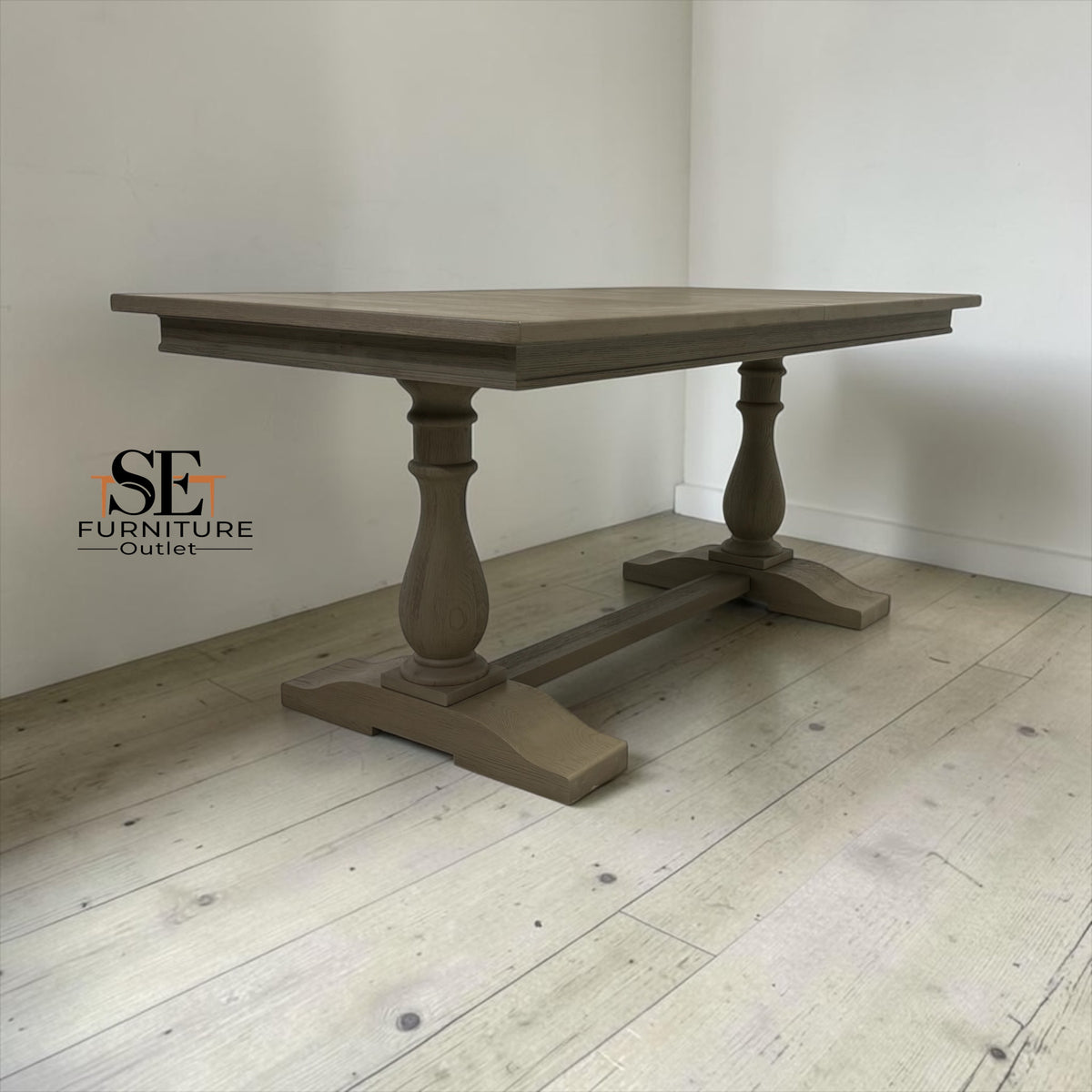 Solid Weathered Oak 6 to 8 Seater Extending Dining Table, Burleigh Range From Oak Furnitureland RRP £1199