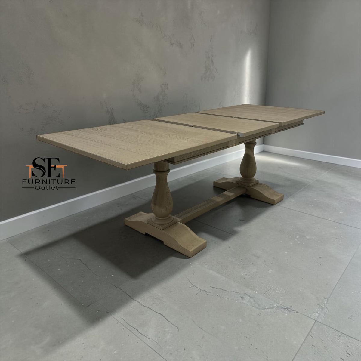 Solid Weathered Oak 6 to 8 Seater Extending Dining Table, Burleigh Range From Oak Furnitureland RRP £1199