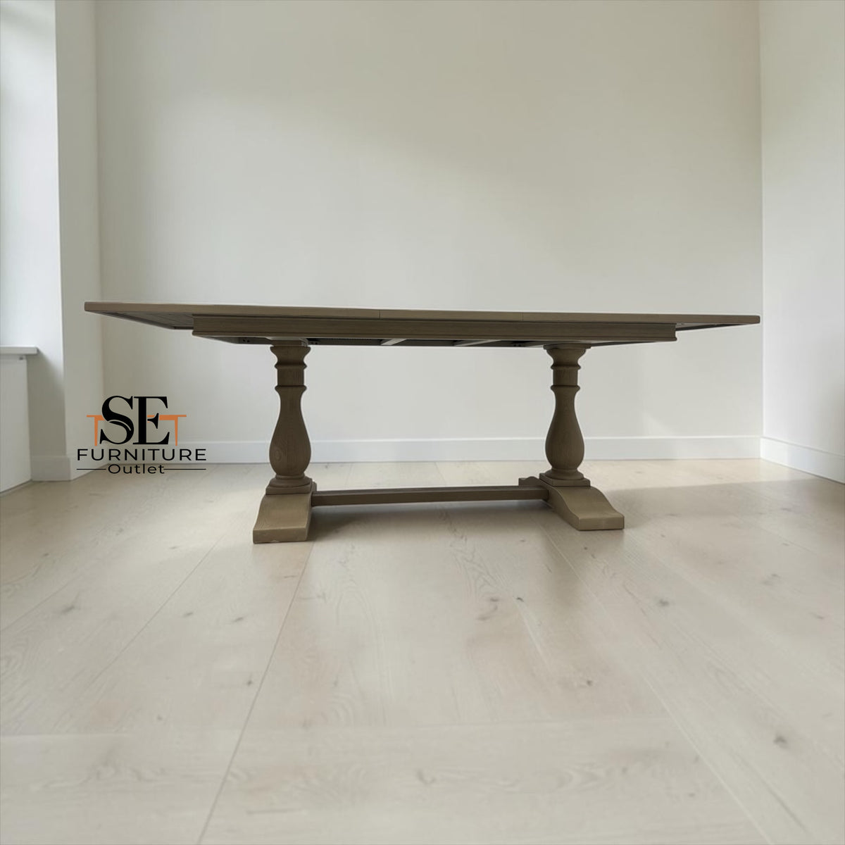 Solid Weathered Oak 6 to 8 Seater Extending Dining Table, Burleigh Range From Oak Furnitureland RRP £1199
