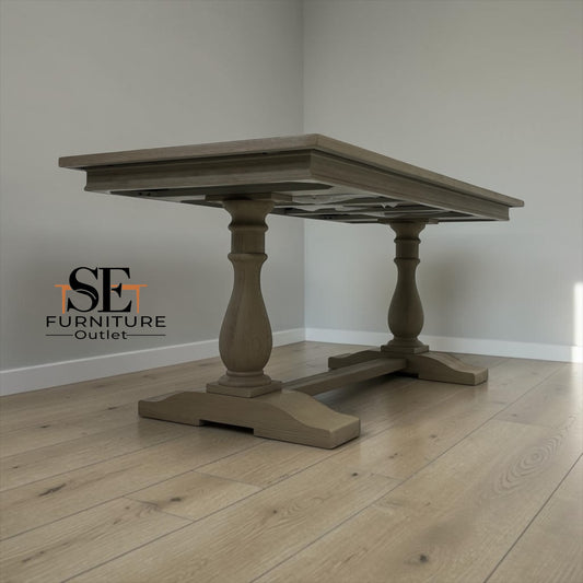 Solid Weathered Oak 6 to 8 Seater Extending Dining Table, Burleigh Range From Oak Furnitureland RRP £1199