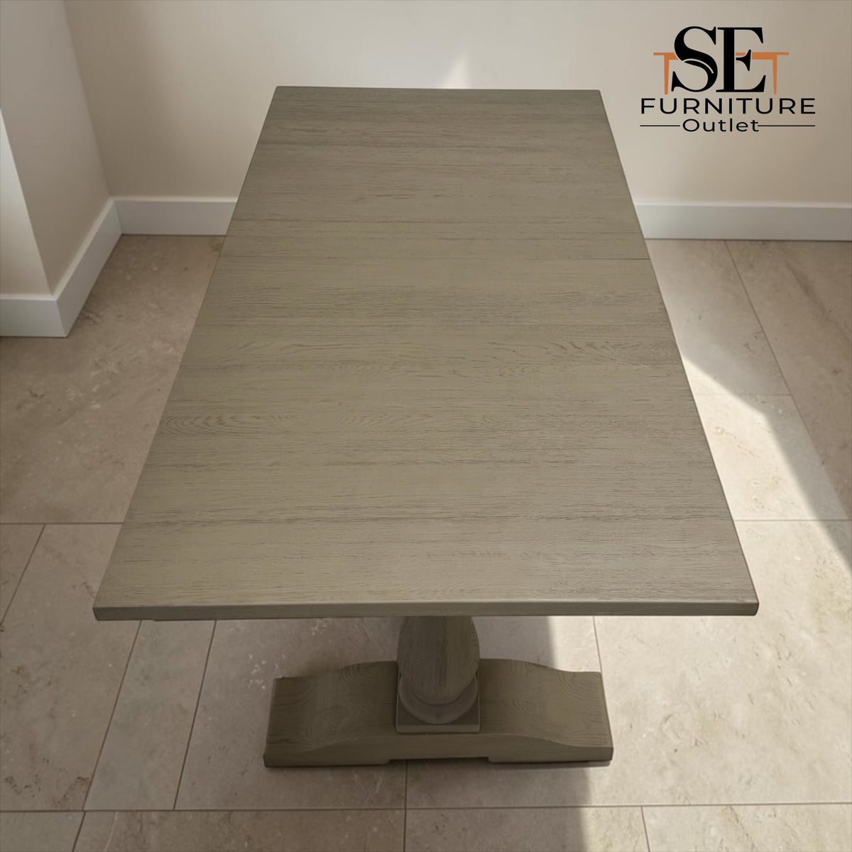 Solid Weathered Oak 6 to 8 Seater Extending Dining Table, Burleigh Range From Oak Furnitureland RRP £1199