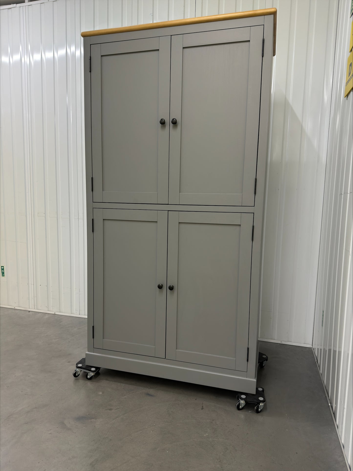 Solid Hardwood Frame & Grey Painted Double Farmhouse Larder, Painswick Storm Grey