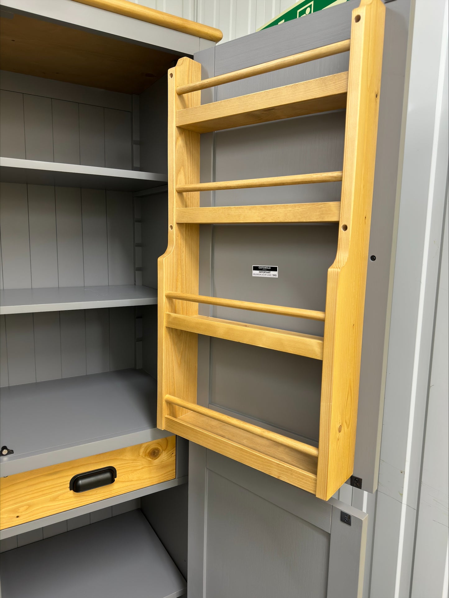 Solid Hardwood Frame & Grey Painted Double Farmhouse Larder, Painswick Storm Grey