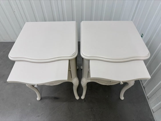 John Lewis Birch Wood Shabby Chic Bedside Tables with Pull-out Tray Rose Mist RRP £349 Each